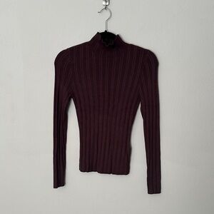 Abercrombie & Fitch Ribbed Chocolate Brown Turtleneck Top